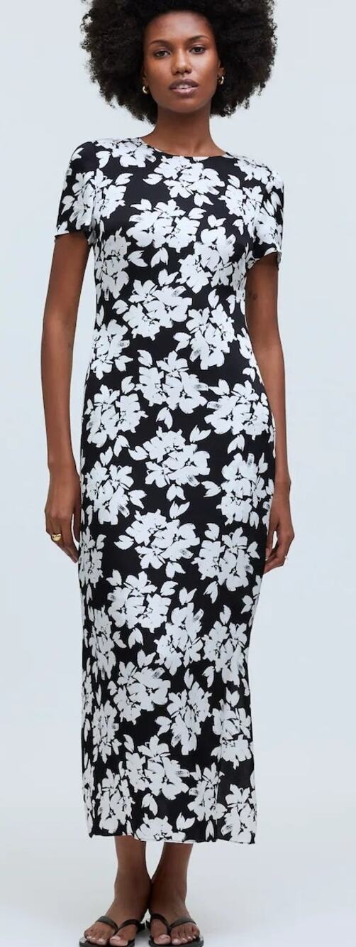 Madewell Maxi Dress in Floral Hammered Satin Size 0 NWT